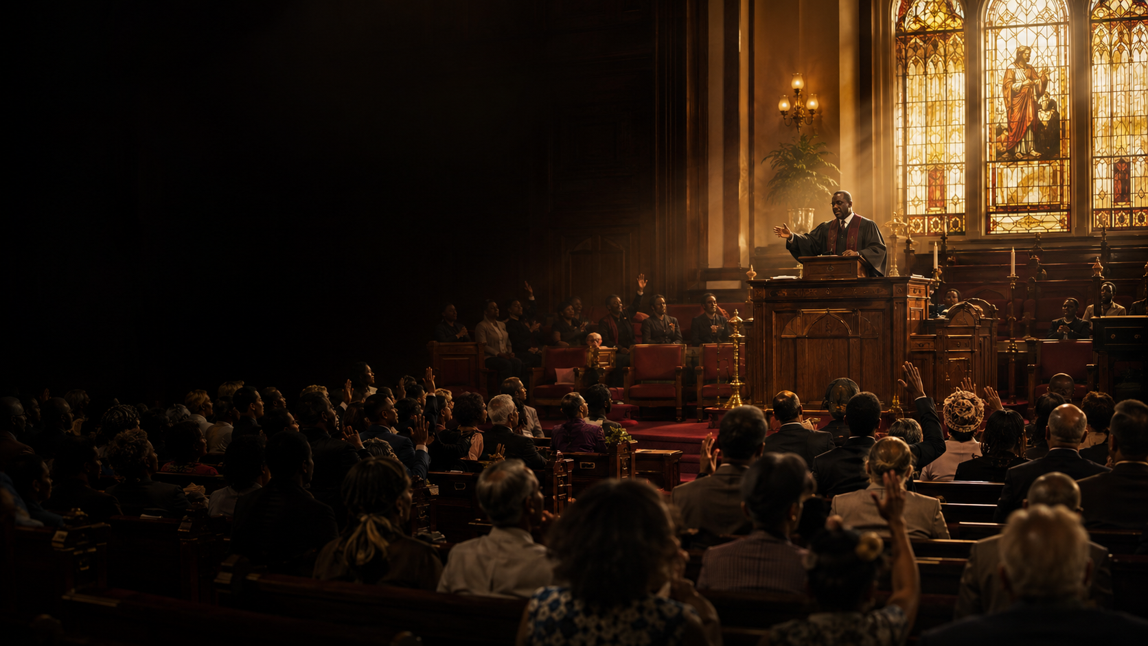 A ministry media space prepared for visual Scripture storytelling